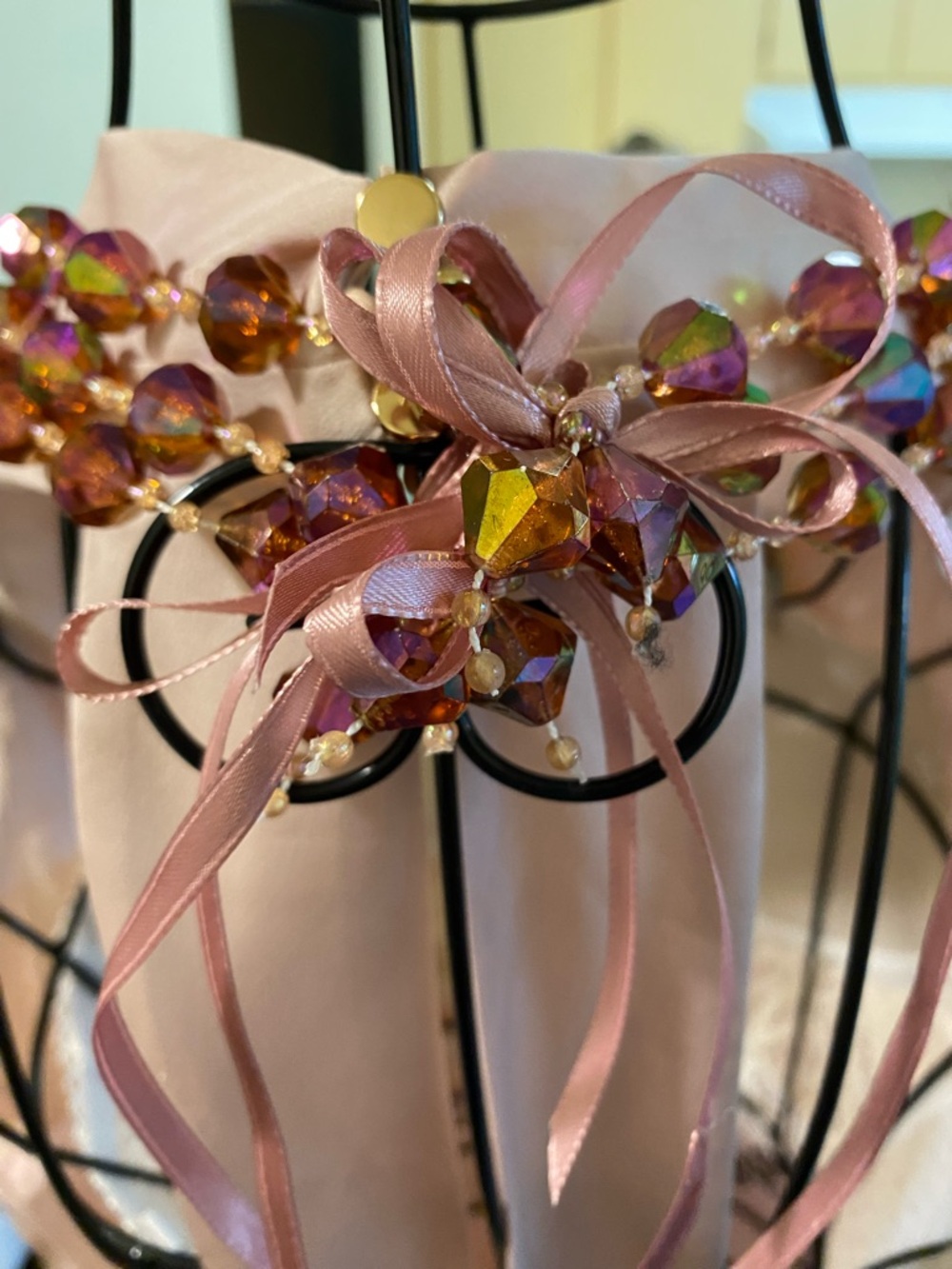 Hand Crafted Purple Iridescent Crystal Bib Necklace - Picture 2 of 6